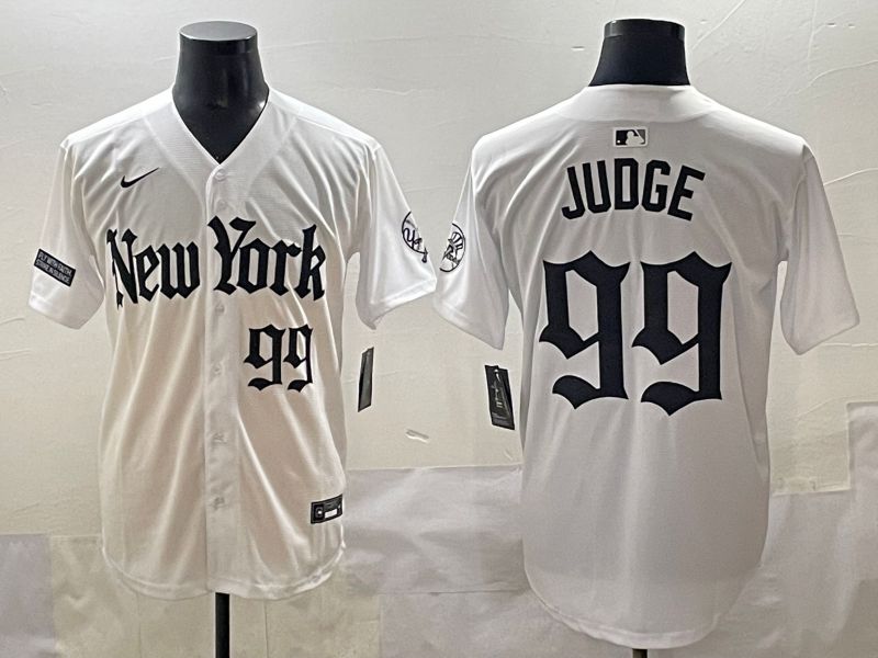 Men 2025 New York Yankees 99 Judge White Five generations Joint Name Nike MLB Jersey style 13